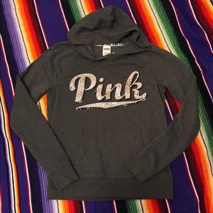 Victoria’s Secret Pink grey bling hoodie VGUC M